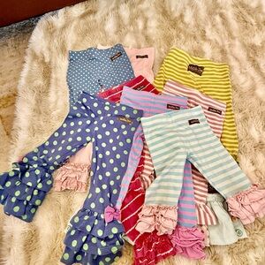 Matilda Jane Polka Dot and Striped Ruffle Pants Set